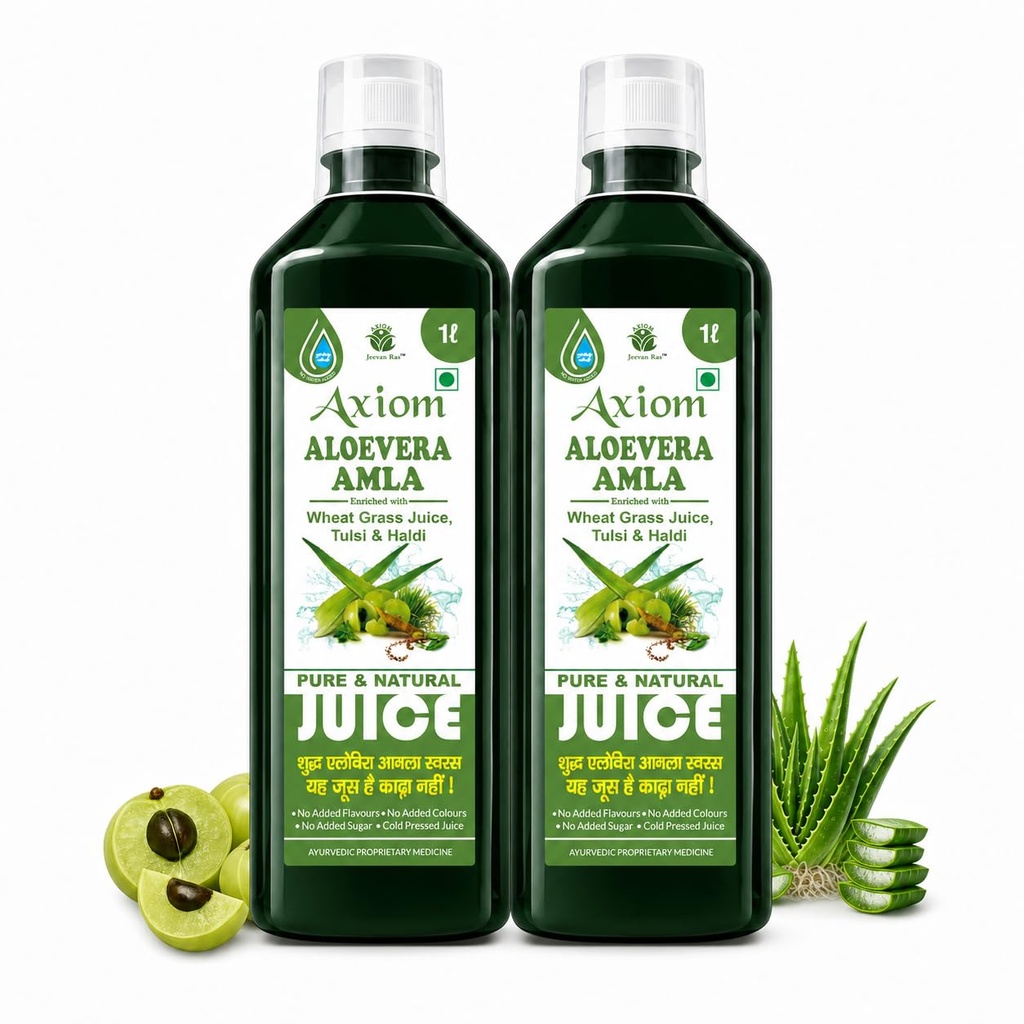 Axiom Aloevera Amla Juice 1L Pack of 2 | Boosts Immunity | Helps to purify Blood | Helps in Digestion | Healthy Eyes | 100% Natural WHO GMP, GLP Certified Product