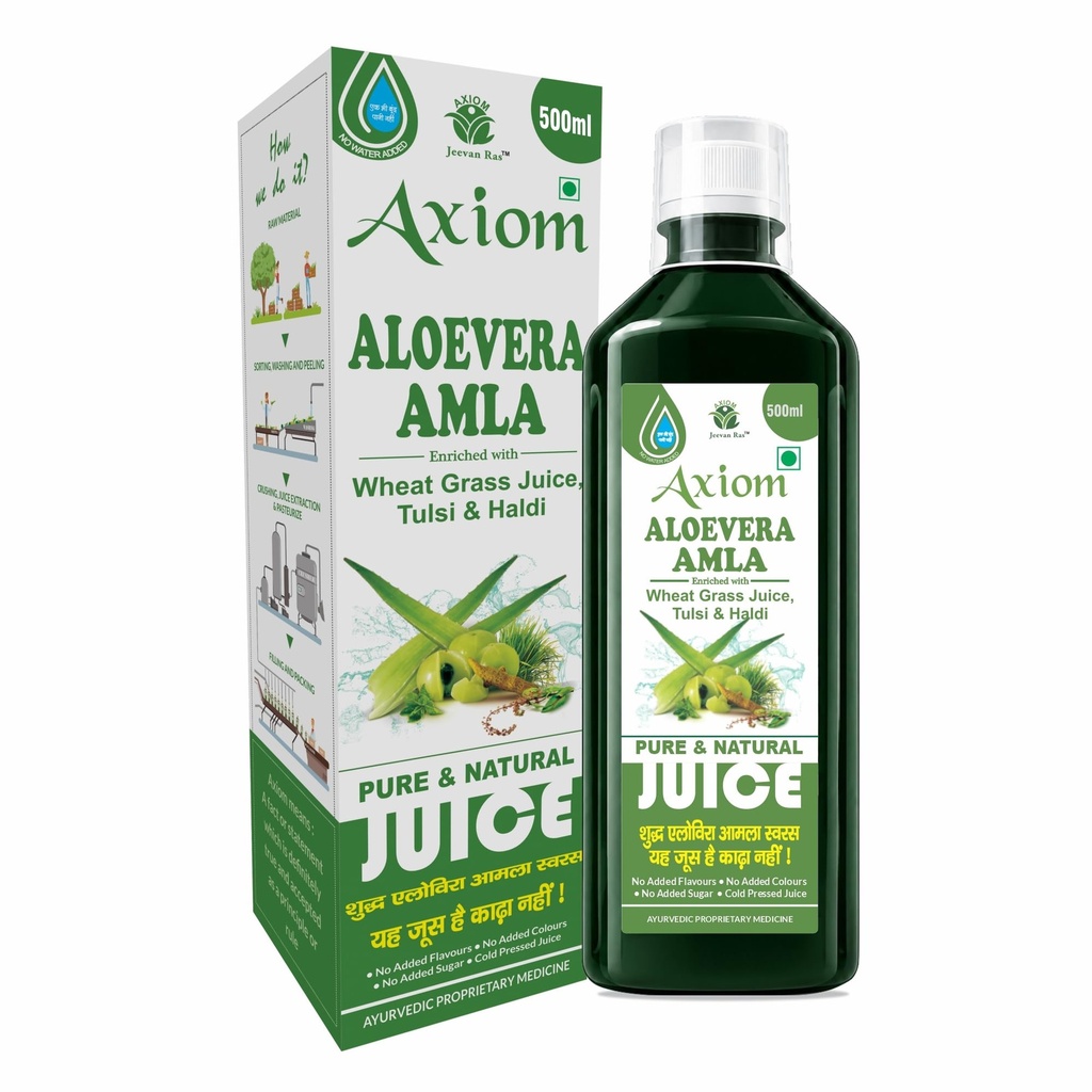 Axiom Aloevera Amla Juice - 500ml | Boosts Immunity | Helps Purify Blood | Manage Digestive System | Supports Skin & Hair