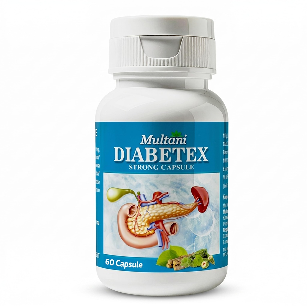 Multani Diabetex Strong Capsule | Ayurvedic Blood Sugar Support Supplement with Jamun, Karela, Giloy, Methi & Gurmar | Supports Healthy Glucose Metabolism | 60 Capsules