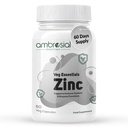 Ambrosial Zinc Supplements - High Strength 30 mg, Highly Bioavailable Zinc Supplement for Men & Women, Immune & Metabolism Support, Zinc Supplements, Pack of 1-60 Capsule