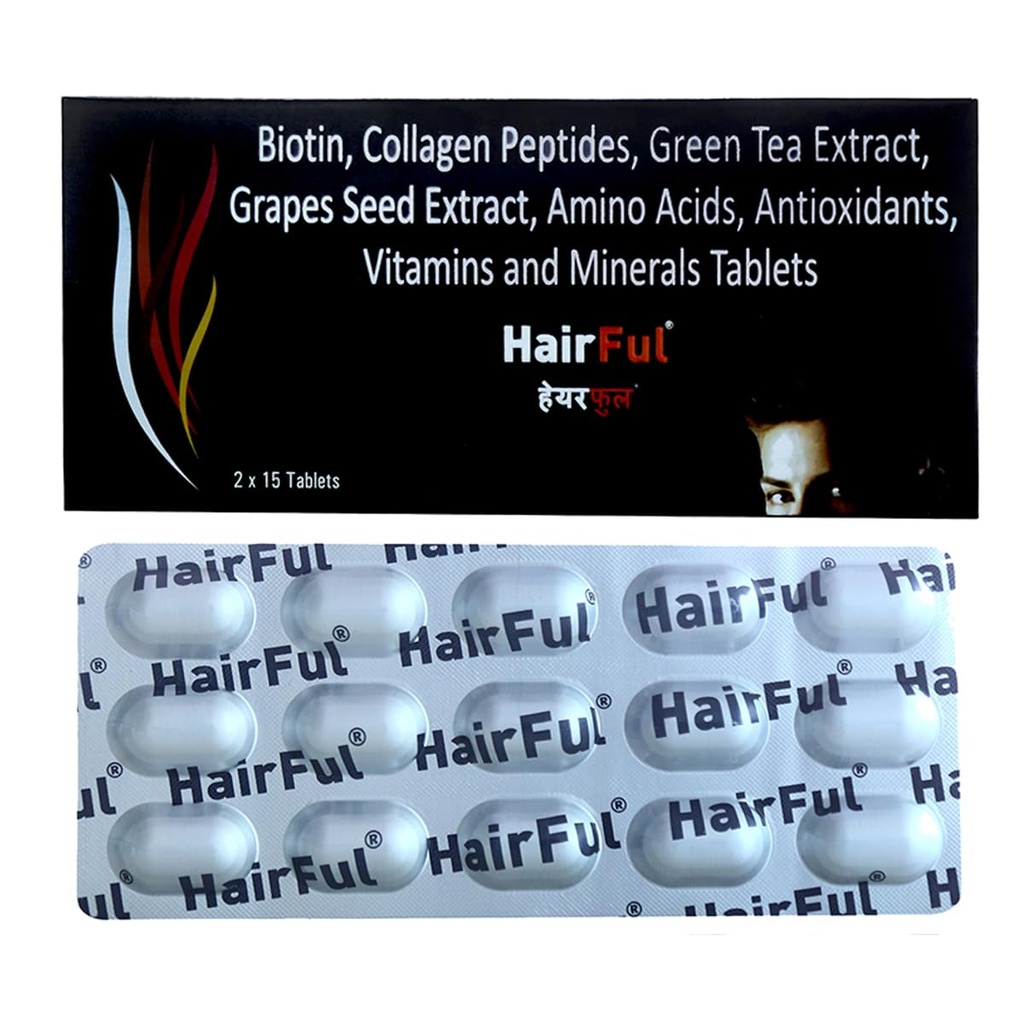 HairFul Biotin Supplement Tablet | for Help Hair Growth, Strong Hair and Glowing Skin | Hair Fall Control | Fights Nail Brittleness for Women and Men, Multivitamin Tablet(Pack of 2)30 Biotin Tablets