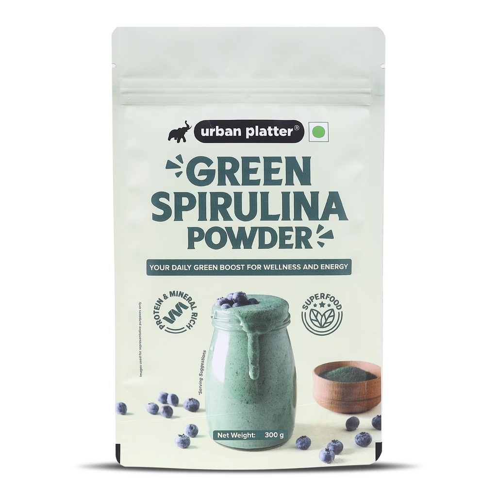 Urban Platter Pure Spirulina Powder, 300g (Naturally Nutrient-Dense | Supports Energy, Immunity & Detox | Rich in Protein & Iron)