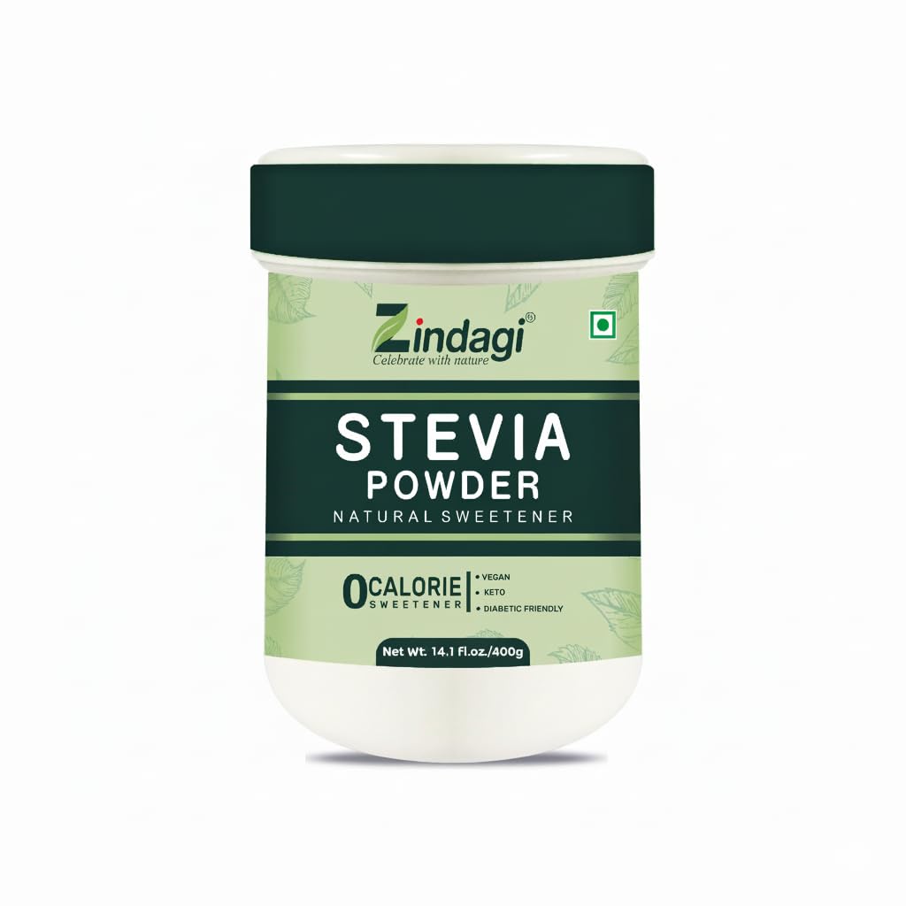Zindagi Stevia Sugar Free Powder | 100% Natural Sweetener With Zero Calories | Keto & Vegan Friendly Sugar | 400gm