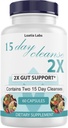 15 Day Cleanse 2X - Double Gut & Colon Support - Advanced Gut Cleanse Detox for Women & Men with Alfalfa, Cascara Sagrada, Probiotics & Psyllium Husk - Non-GMO - Made in USA - 60 Capsules (1 Bottle)