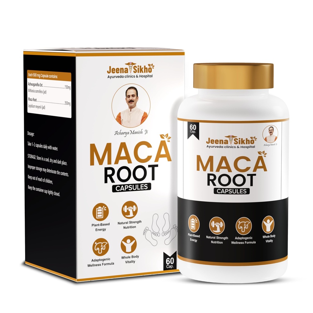 Jeena Sikho Maca Root Capsules | Herbal Supplement with Ashwagandha | Plant-Based Adaptogenic Formula | Daily Wellness Support | 60 Capsules