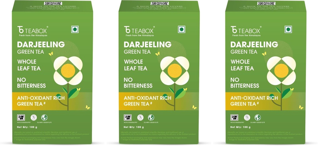 Teabox Green Tea Loose Leaves | Made with 100% Whole Leaf, Sourced from Highlands | 0% Bitterness Assured | 100G (Pack of 3)
