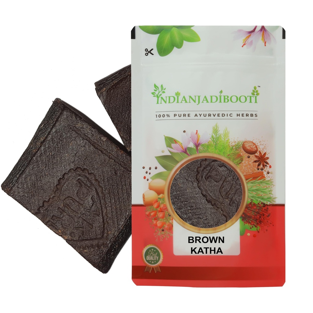 IndianJadiBooti Kala Kattha | Pure Black Cutch (Acacia Catechu) | Relieves Sore Throat & Mouth Ulcers | Ideal for Paan & Oral Care | Edible Whole Batti (Khadir) | 50g