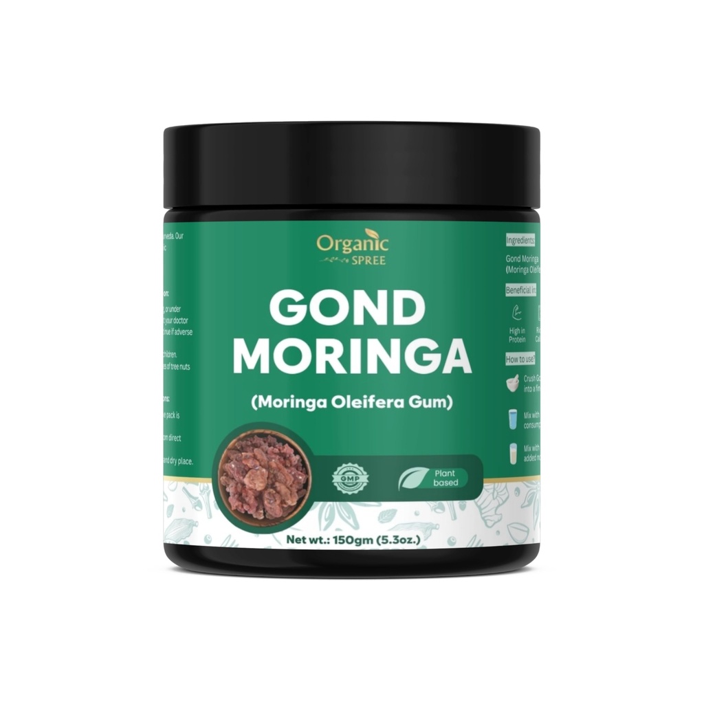 Organic Spree Gond Moringa 150grams | Moringa Gum | Edible Sahjan Gum | Pure, Natural & Plant Based (Pack of -1)