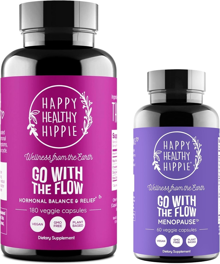 Happy Healthy Hippie Go with The Flow Menopause Support & Go with The Flow Hormone Balance for Women (180ct)