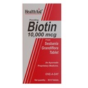HealthAid Biotin 10000mcg – 60 Vegetarian Tablets | Plant-Based Biotin from Sesbania | Supports Healthy Hair, Skin & Nail Strength for Men & Women (Pack of 2)
