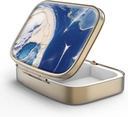 Pill Case Pill Box with Mirror Retro 2 Compartment Small Pill Case for Purse or Pocket Bronze Rectangular Pill Box or Vitamins, Fish Oil, Supplements, Pill Containe Travel Gifts（Marble Paint）