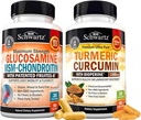BioSchwartz Turmeric Curcumin with Black Pepper Extract 1500mg Complex (1 Month Supply) Plus Glucosamine Chondroitin MSM Triple Strength Joint Support Supplement (1 Month Supply)