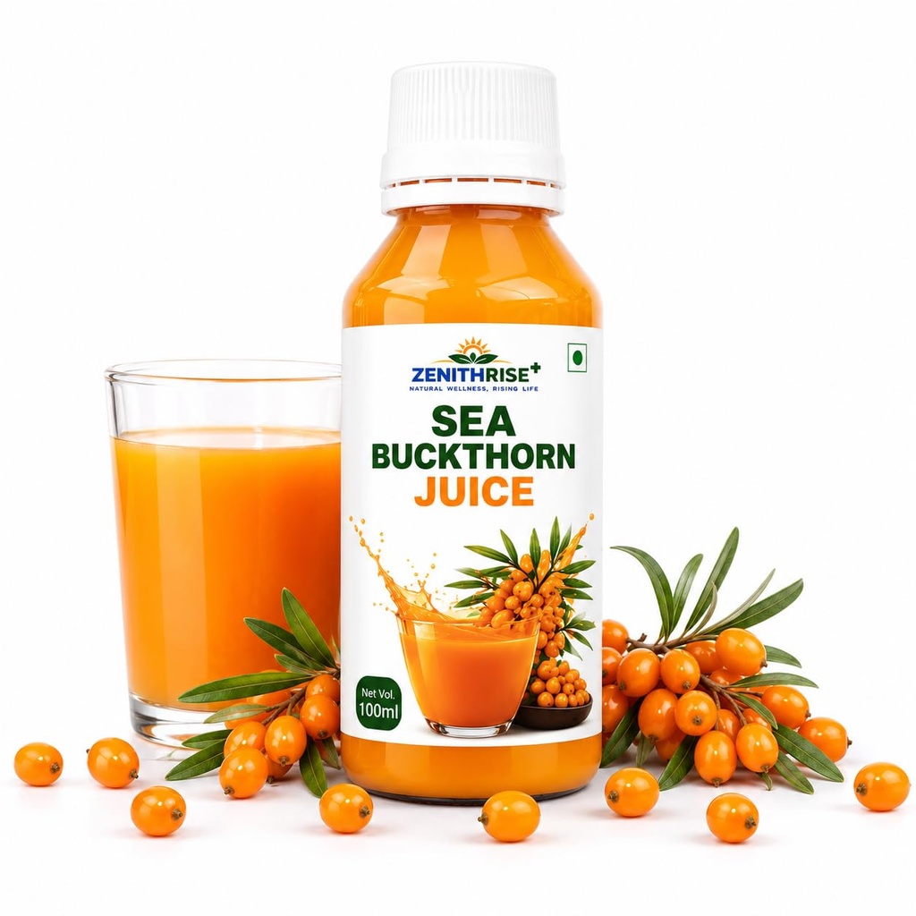 Himalayan Sea Buckthorn Juice, 100 ml, 100% Natural Organics Sea Buckthorn Berry Juice - 100 ml - Natural Source of Vitamin C, Omega 3 6 7 9, Antioxidants For Immunity, Skin Glow & Gut Health