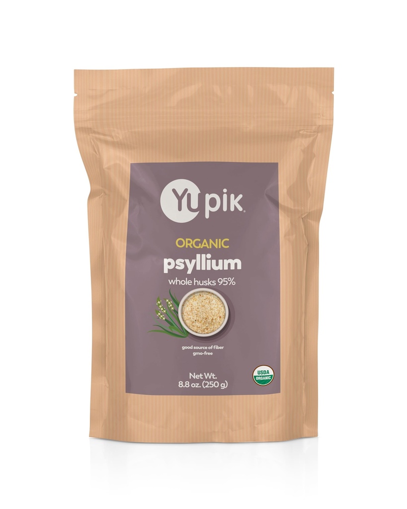 Yupik Organic Whole Husk Psyllium 8.8 Oz, 95% Purity, Soluble Fiber, USDA Certified, Non-GMO, Kosher, Gluten-Free, Sugar-Free & Fat-Free, Unflavored, Plant-Based, Ideal for Oatmeal & Cereal