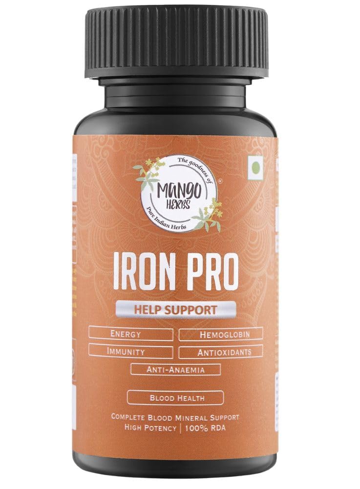 Iron Pro | Ferrous Bisglycinate, Vitamin B12, Folic Acid, Vitamin C & Zinc | Energy, Immunity & Fatigue Support | 60 Tabs