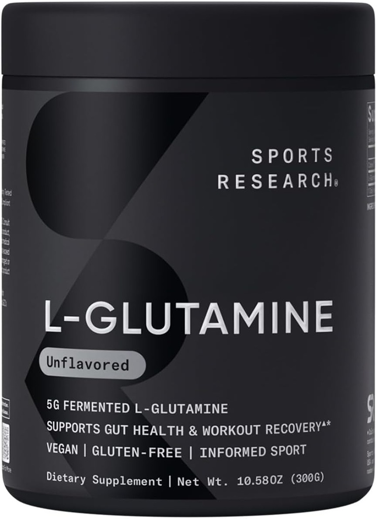 Sports Research® L-Glutamine - Workout Recovery, Immune Health & Gut Health Support - 5 G Per Serving - 10.58 Oz