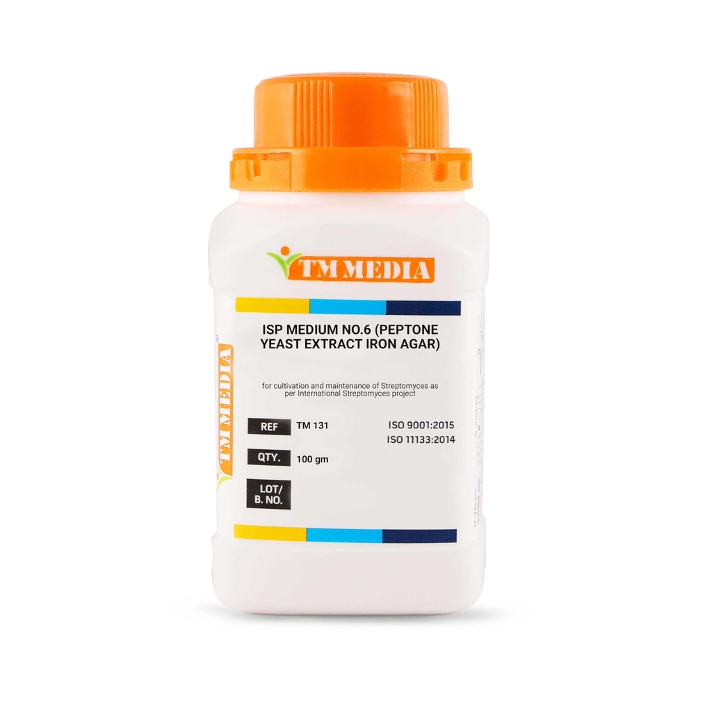 TM MEDIA (Titan Biotech) ISP MEDIUM NO.6 (PEPTONE YEAST EXTRACT IRON AGAR) 100 gm