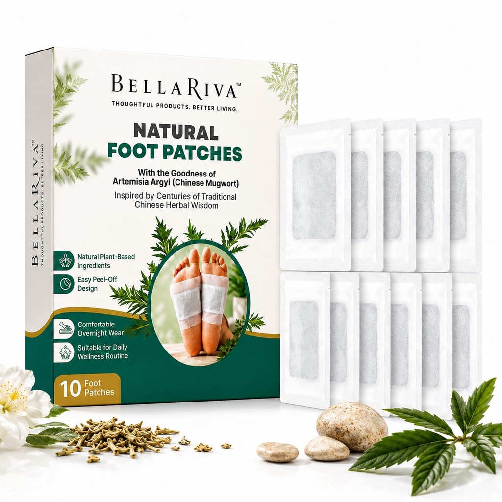 Detox Foot Pads with powerful Artemisia Argyi Extract | Natural & Herbal | Foot Patch for Detoxification, Pain Relief, Stress Relief | Overnight Full Body Patches | For Men & Women (10 Pads)