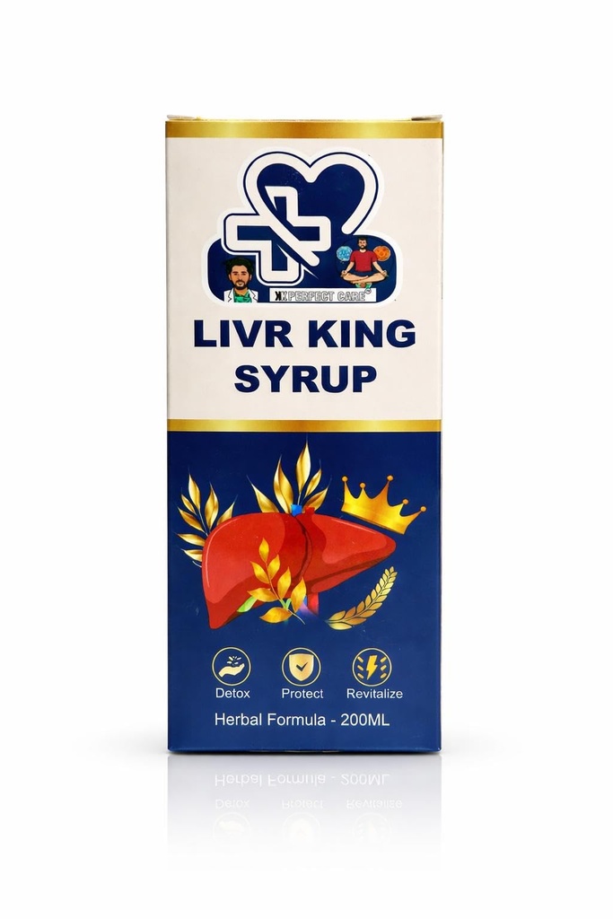 #1 Ayurvedic Fatty Liver Syrup | KK Perfect Care Livr King Syrup with Kutki, Punarnava, Amaltas + 20 Herbs | Liver Detox, Enzyme Support, Constipation & Gastric Relief | 200ml Natural