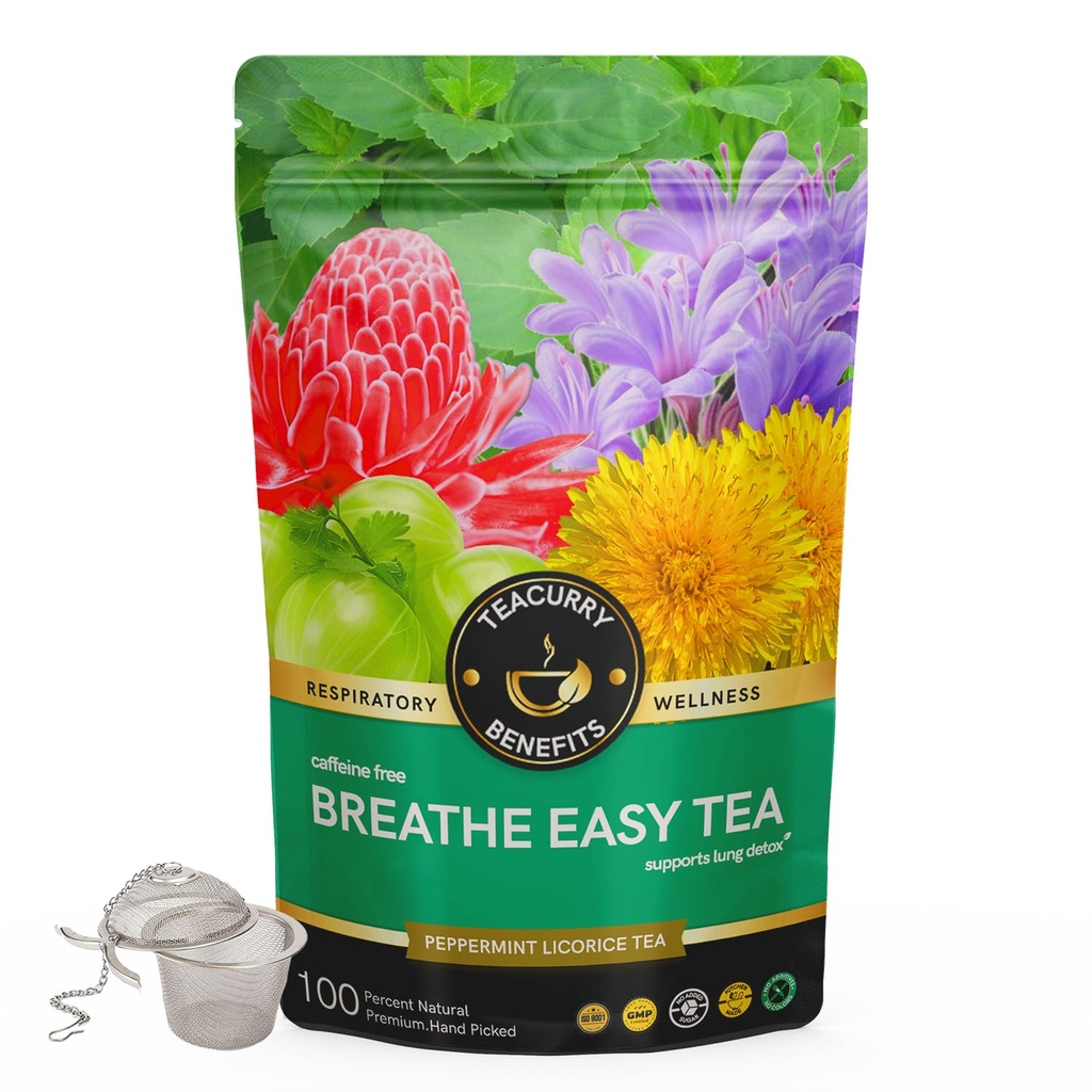 TEACURRY Anti Smoking Tea - 100 Gms Loose Tea + Infuser / 50 Cups | Help Quit Smoking, and Lung Detox | Lung Detox For Smokers | Lungs Cleaner | Lung Cleanse for Smokers