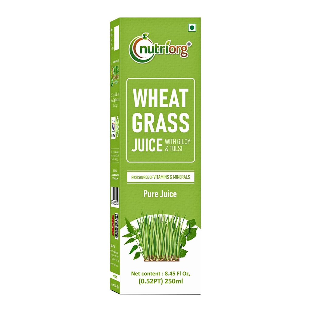 Nutriorg Wheat Grass Juice - 250ml | Natural Detox & Blood Purification | Supports Immunity & Digestion | No Added Sugar | Pure & Herbal Juice