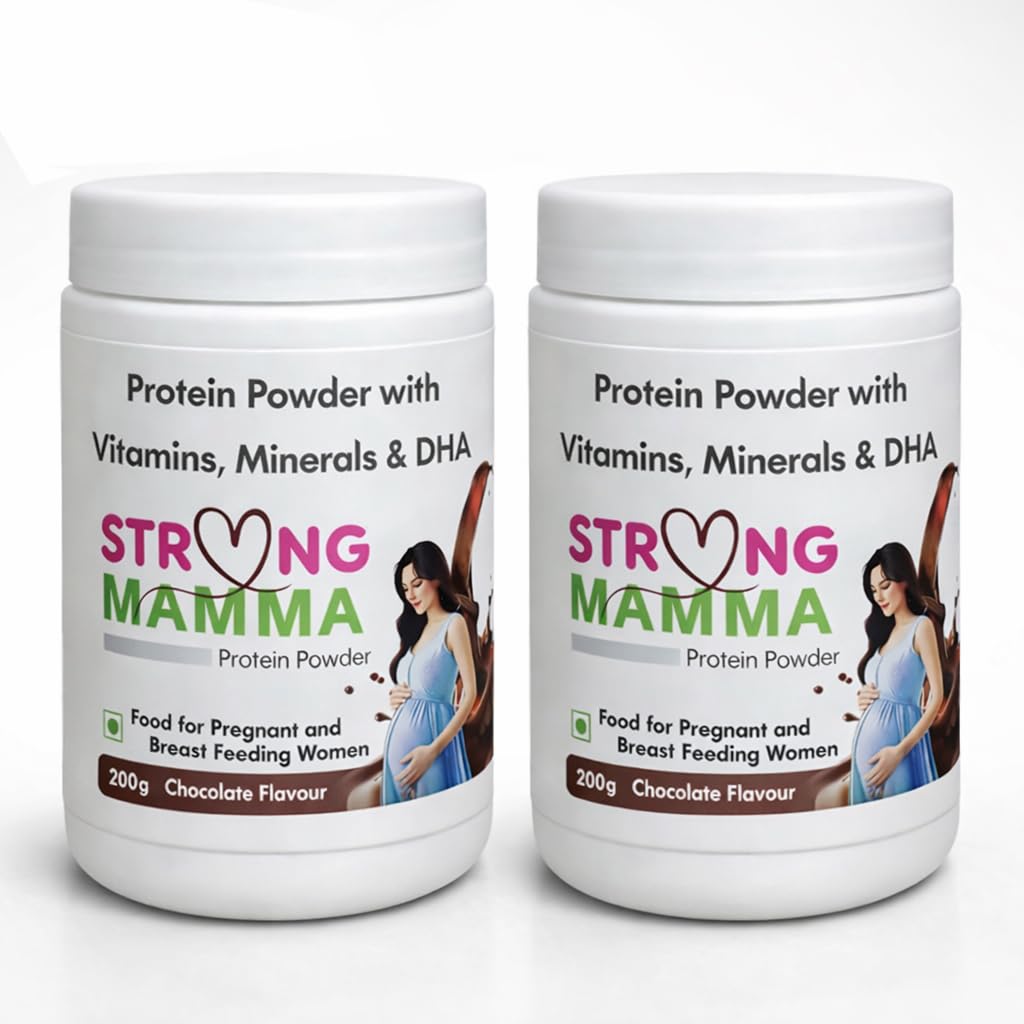 Strong Mamma Protein Powder - Chocolate(200g) Maternal Nutrition Drink Protein Powder with Vitamins, Minerals & DHA | Supports Baby Brain Development & Mother Health | For Pregnant & Lactating Women (Pack of 2)
