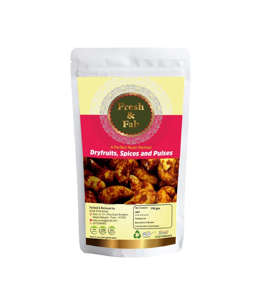 Fresh & Fab 100% Natural and Fresh Masala Flavoured Cashew |Masala Kaju|250 gm - Pack of 1