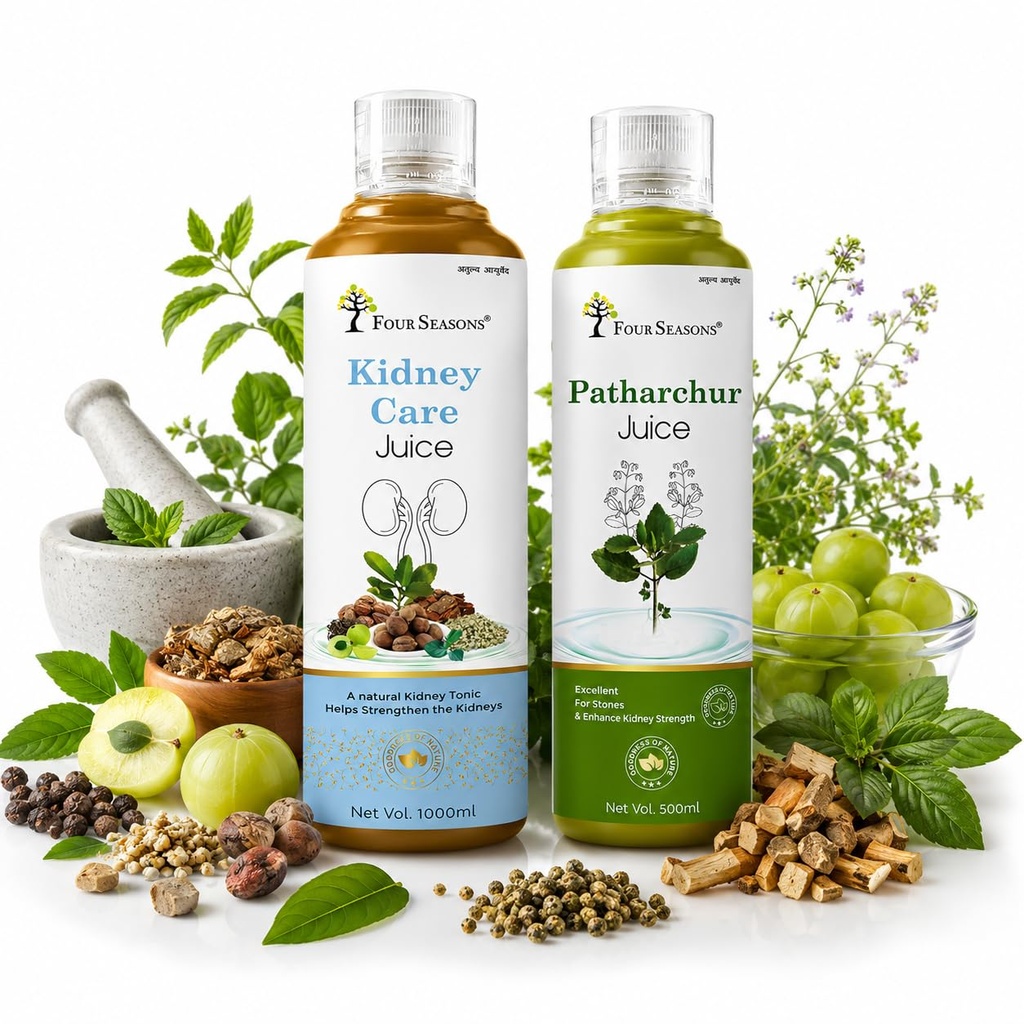 Four Seasons Ayurveda Kidney Care Juice + Patharchur Juice Combo | Ayurvedic Herbal Juice for Kidney & Urinary Wellness Support | Natural Herbal Drink | Daily Wellness