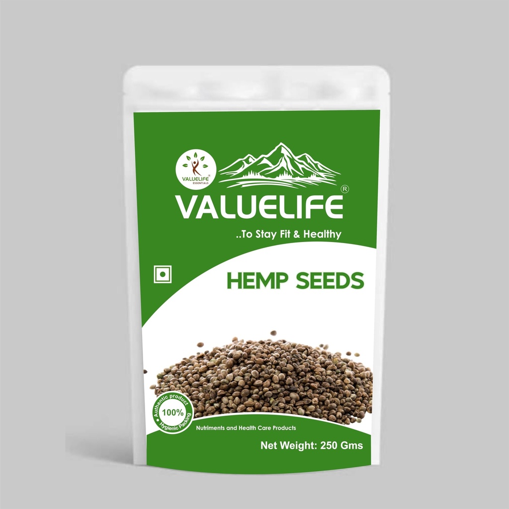 VALUE LIFE Organic Hemp Seeds – Raw Shelled Hemp Hearts | High Protein, Omega 3 & 6 Superfood | Vegan, Gluten-Free | Healthy Snack & Smoothie Booster - 250G