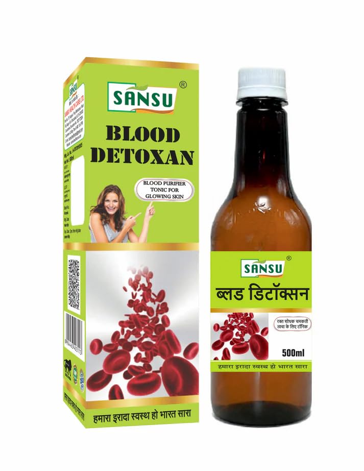 SANSU Blood Detoxan Herbal Syrup, Ayurvedic Wellness Tonic for Skin, Digestive & Liver Wellness Support, Natural Herbal Daily Health Supplement | 500ml