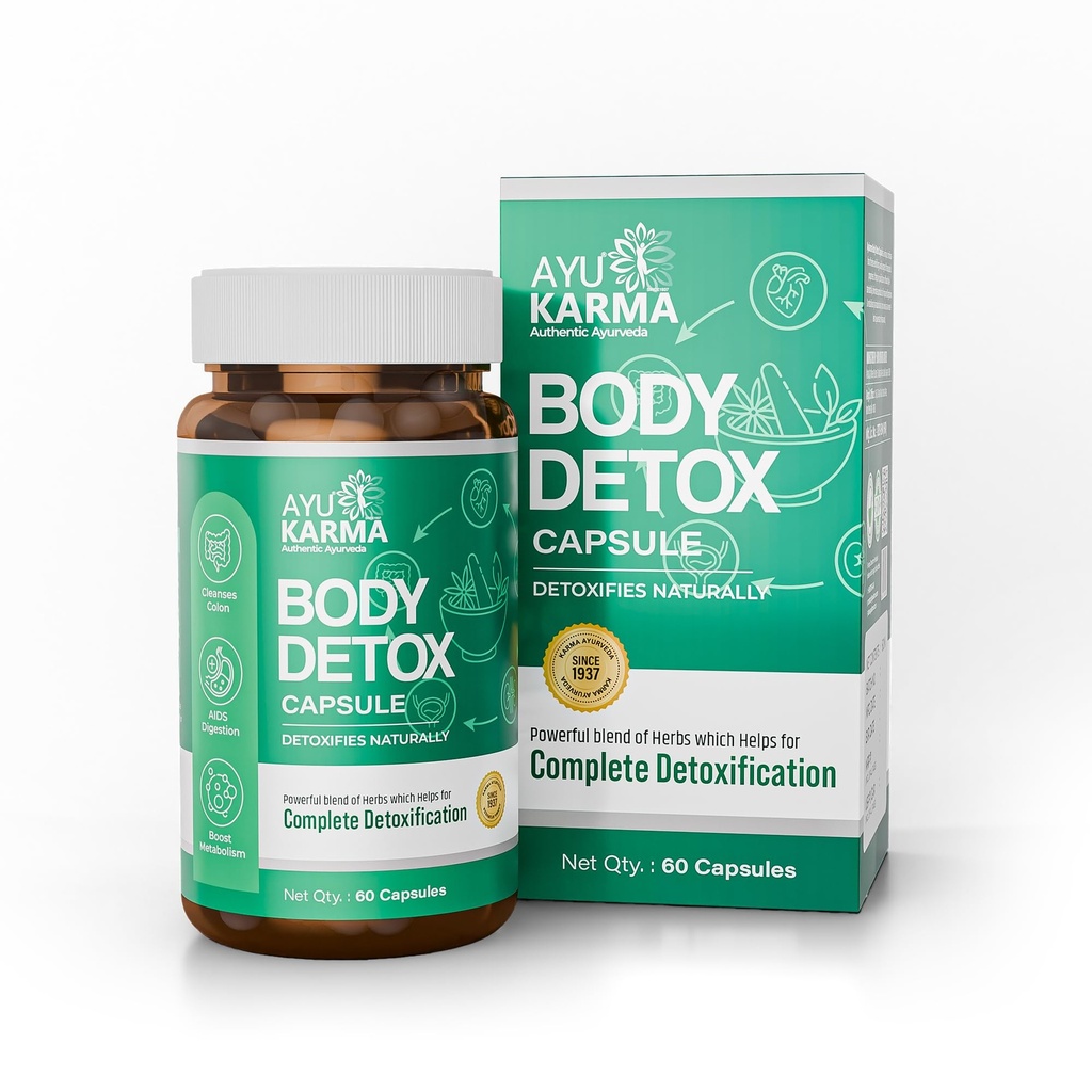 Body Detox Capsules | Ayurvedic Detox Supplement with Punarnava, Haritaki & Manjistha | Colon Cleanse, Digestion, Gut Health & Metabolism Support | Developed by Dr.Puneet Dhawan | 60 Capsules