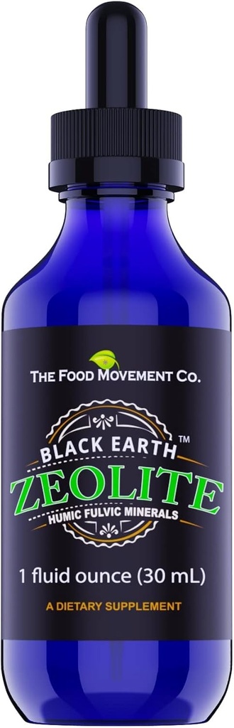 Black Earth Zeolite with Humic Fulvic Acids Trace Minerals for Adults and Kids for Detox, Gut Health and Immune Support - 1oz Liquid Drops Supplement