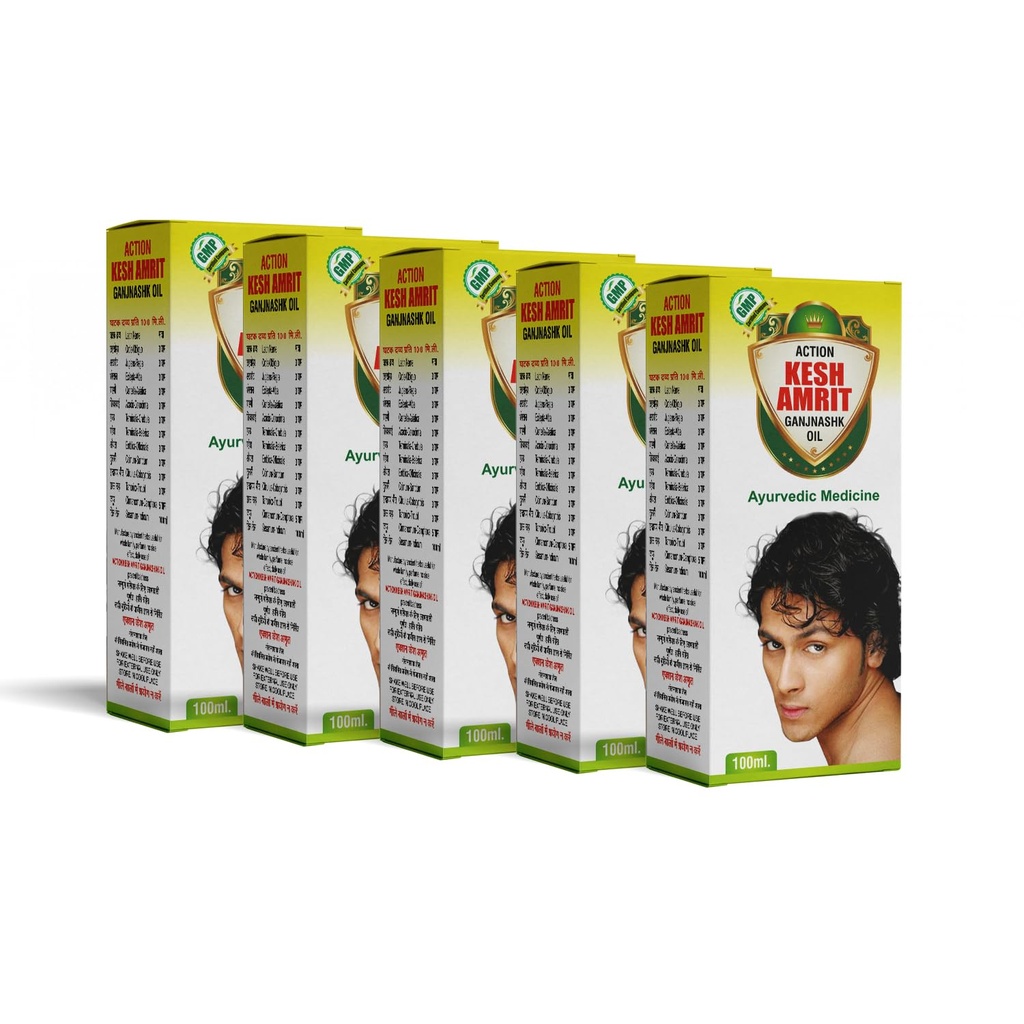 I Action Kesh Amrit Ganjnashk Oil I Legacy of Ayurveda I Ayurvedic Medicine I GMP Certified Company I 100 ML (Pack of 5)