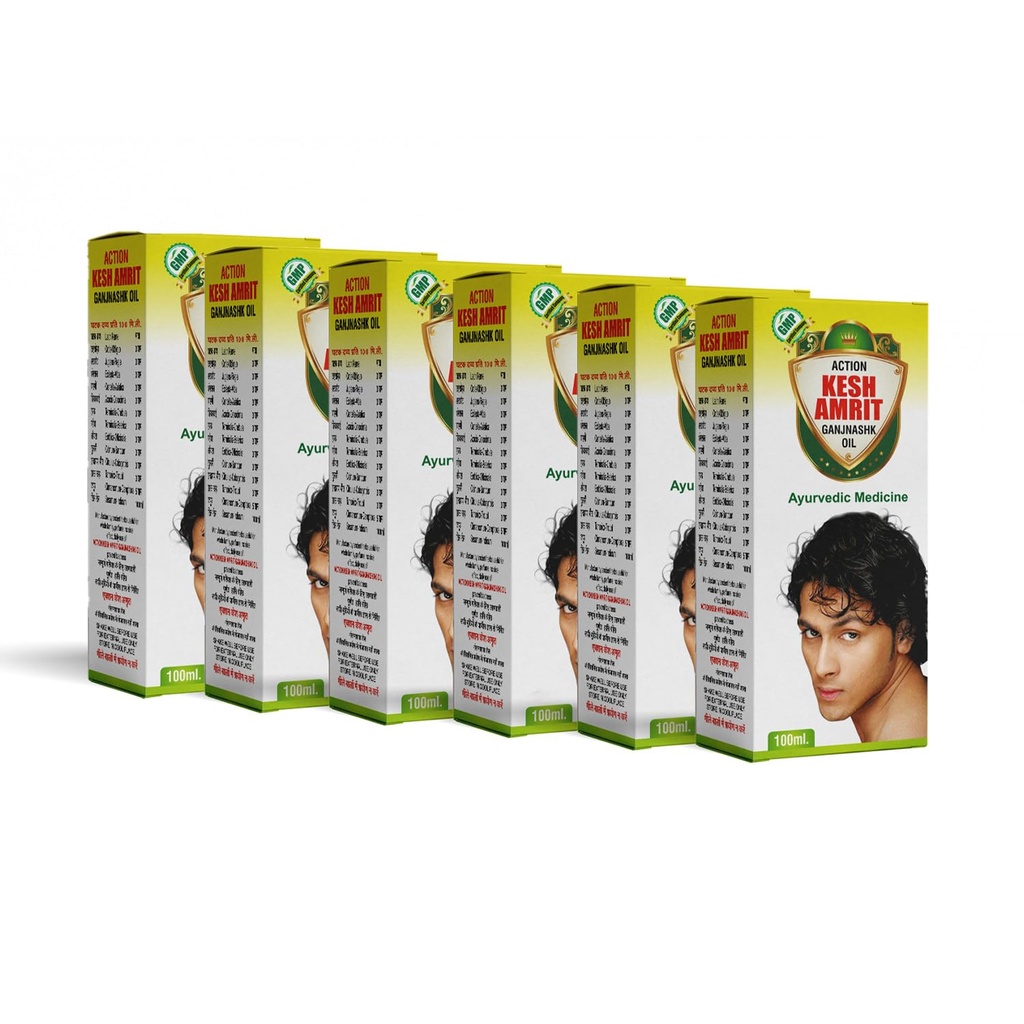 I Action Kesh Amrit Ganjnashk Oil I Legacy of Ayurveda I Ayurvedic Medicine I GMP Certified Company I 100 ML (Pack of 6)