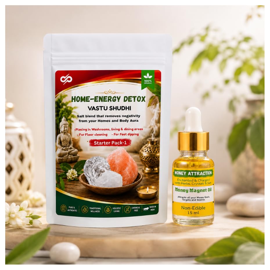 Home Energy & Prosperity Pack | Money Magnet Oil (15ml) + Home Energy Detox | Home Wellness Combo for Positive Environment, Mindful Living & Intention-Based Practices | Made in India