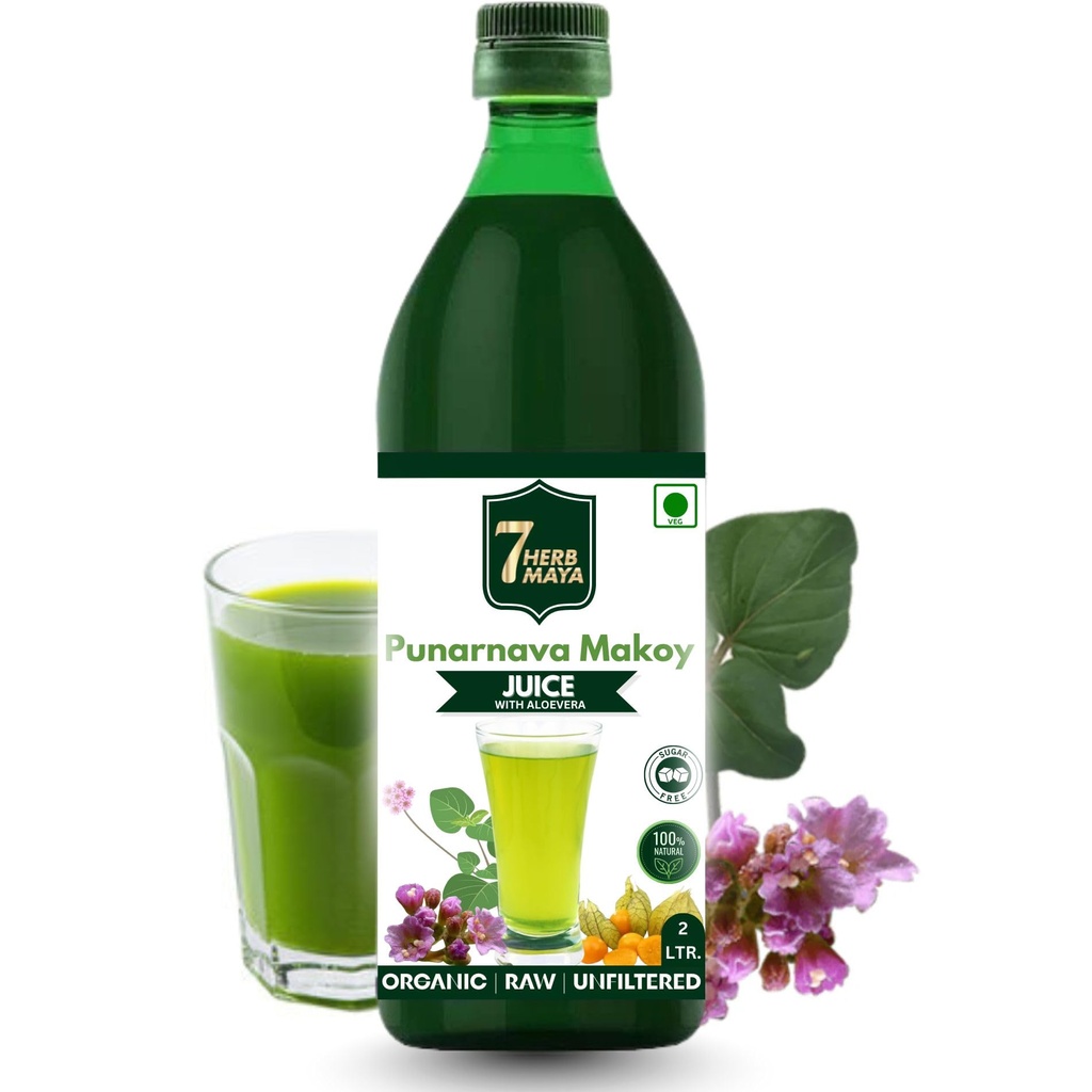 7Herbmaya Punarnava Makoy Juice | Herbal Wellness Drink for Digestive Balance & Meal Support | Sugar-Free, Plant-Based, Ayurvedic Beverage (2 Litre, Punarnava Juice)