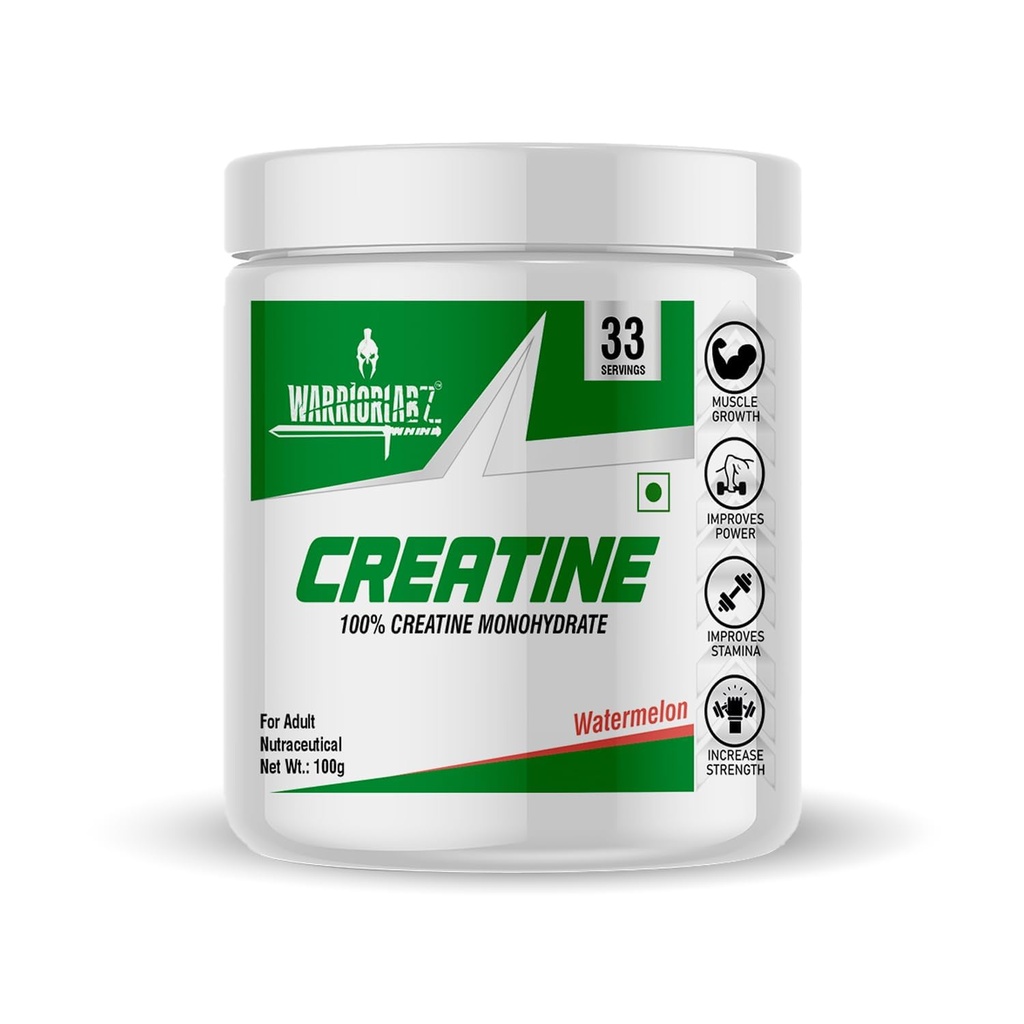 WARRIOR LABZ Creatine Monohydrate Powder Fine Grade, Pure & Mixes Easily | Rapid Absorption | Building Lean Muscle Mass | Boosts Muscle Growth | Enhanced Muscle Strength & Power – Increases High Intensity Performance [33 Servings, Watermelon]