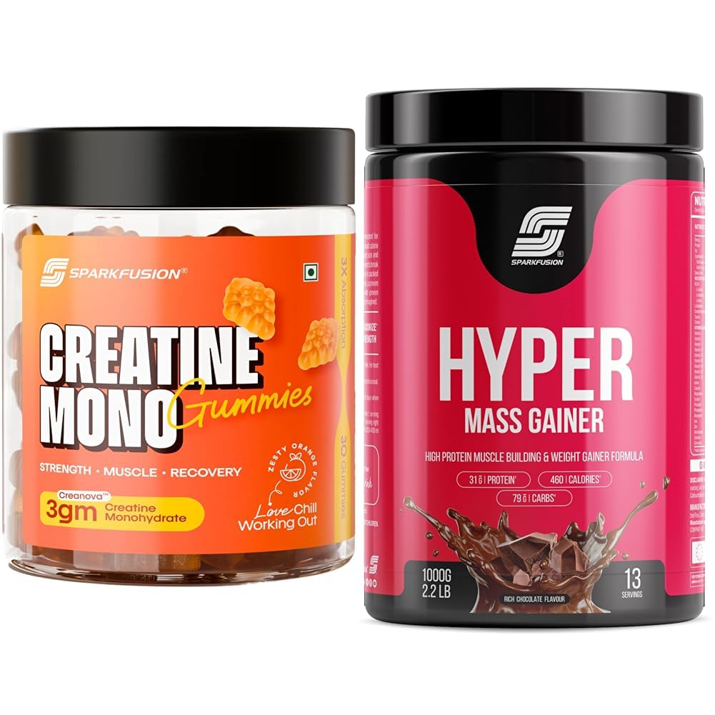 Sparkfusion Creatine Mono Gummies Lab-Tested Creanova® | 30 Gummies | 3g Creatine Monohydrate per Serving | Faster Absorption | No Bloating | Muscle, Strength & Recovery | Orange Flavour