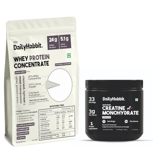Muscle Stack | Whey Protein 500g + Creatine Monohydrate 3g/Serving | No Artificial Sweeteners | Banned Substance Tested