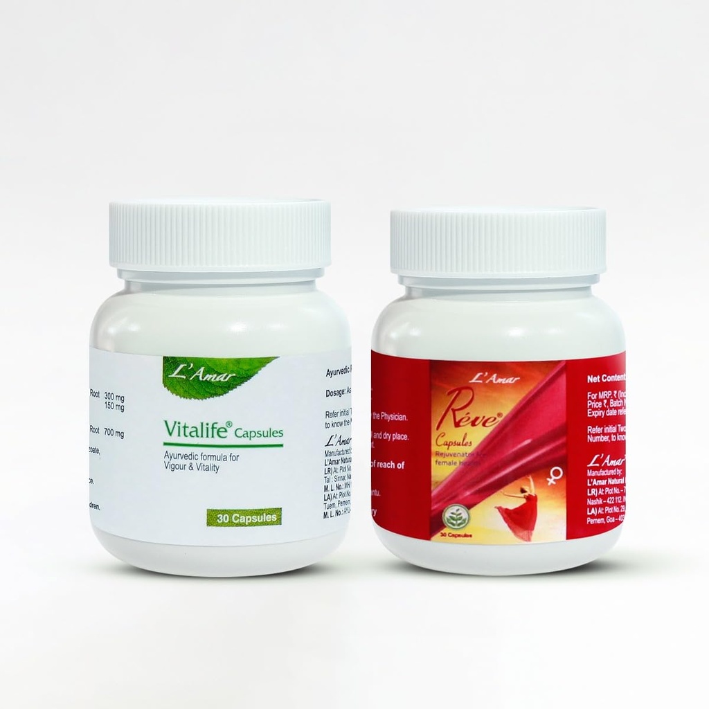 L'Amar Women's Wellness Combo REVE + Vitalife Ayurvedic Capsules