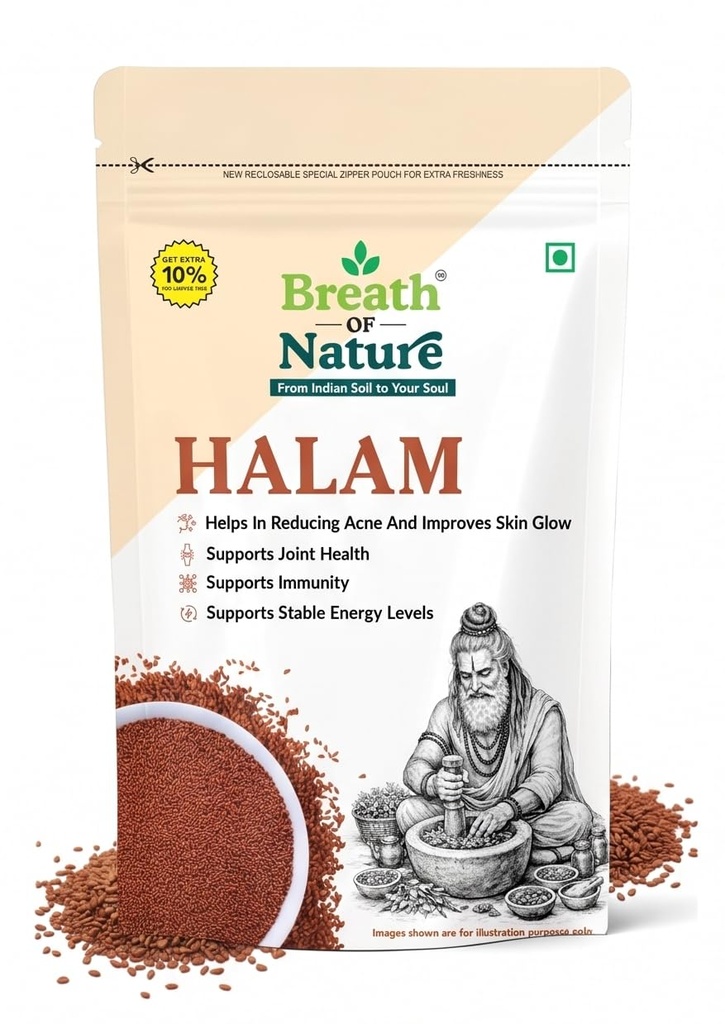 Breath of Nature Halam Seeds (Lepidium Sativum), Supports Joint Health and Immunity, Stable Energy Levels, 100g