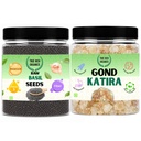 True Rich Organics Basil Seeds and Gond Katira Combo 300g | for Weight Management| Rich in Calcium, Fiber, Energy Booster Combo Pack 150g Each