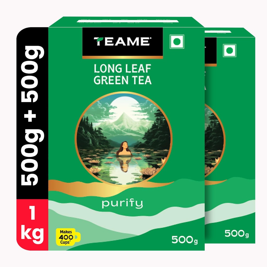 TE-A-ME Long Leaf Green Tea 1kg (Pack of 2) | Pure Loose Green Tea 500gm