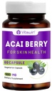 Acai Berry Capsules for Skin Health | 500 mg | 60 Vegetarian Capsules | Antioxidant-Rich Superfruit Supplement | Daily Wellness & Beauty Support