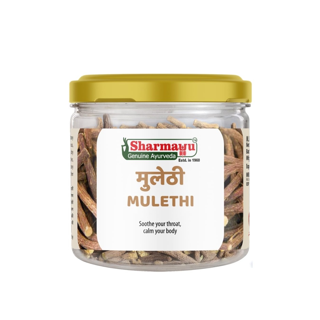 Sharmayu Mulethi | 100% Pure Licorice Root | Soothes Throat & Supports Respiratory Health | Ayurvedic Herb for Cough Relief & Lung Detox | 50g Pack