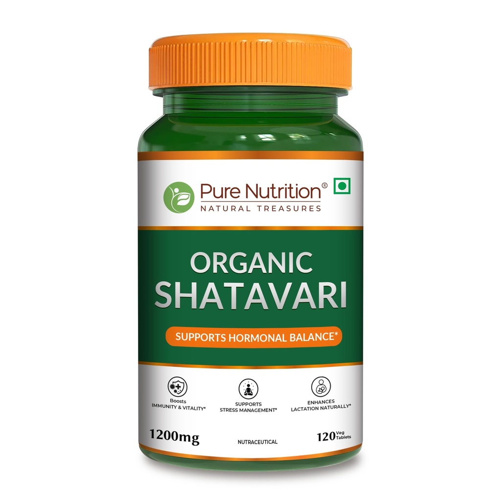 Pure Nutrition Organic Shatavari 120 Tablets | Shatavari Powder Herbal Supplement | Ayurvedic Women's Wellness Support | Supports Digestion, Immunity & Daily Vitality | Traditional Herbal Formula