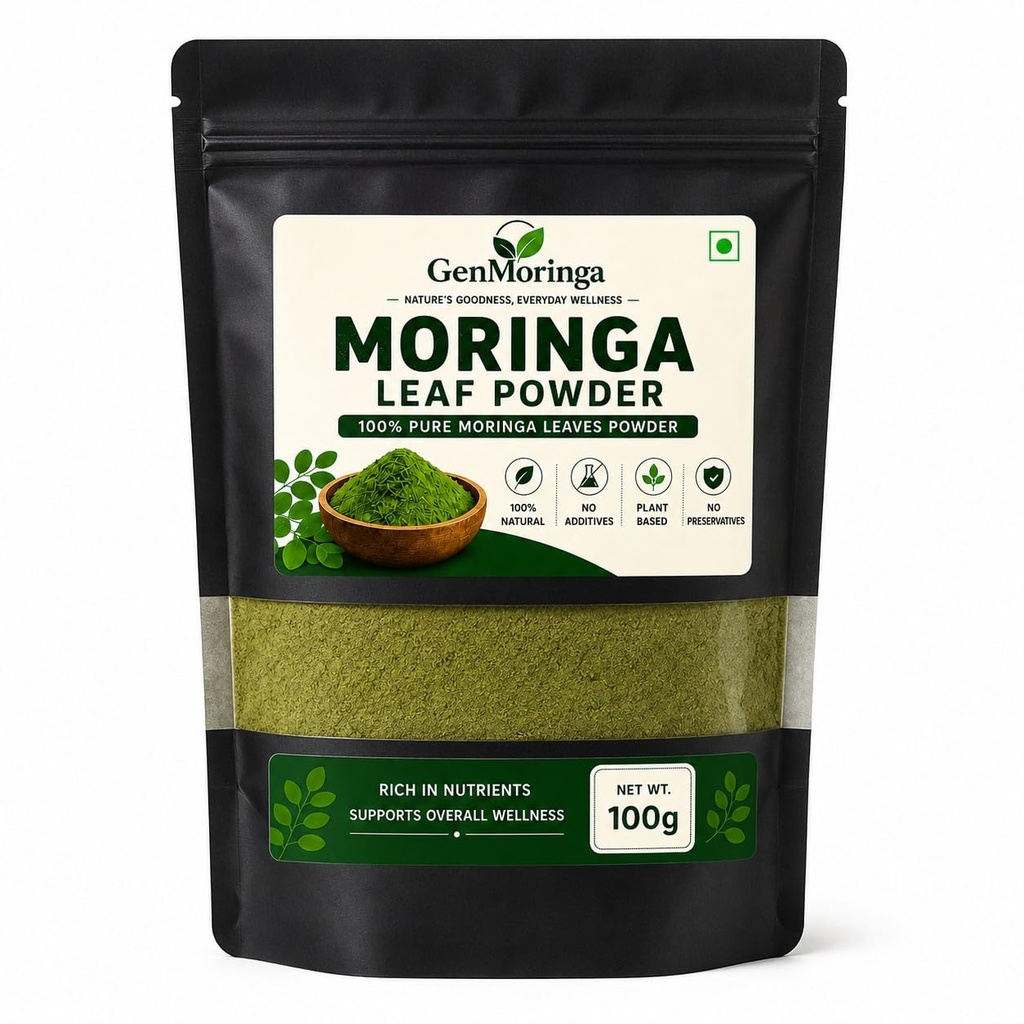 GenMoringa Moringa Leaf Powder 100% Pure Natural Moringa Powder Plant Based No Additives No Preservatives Rich in Nutrients for Daily Wellness 100g