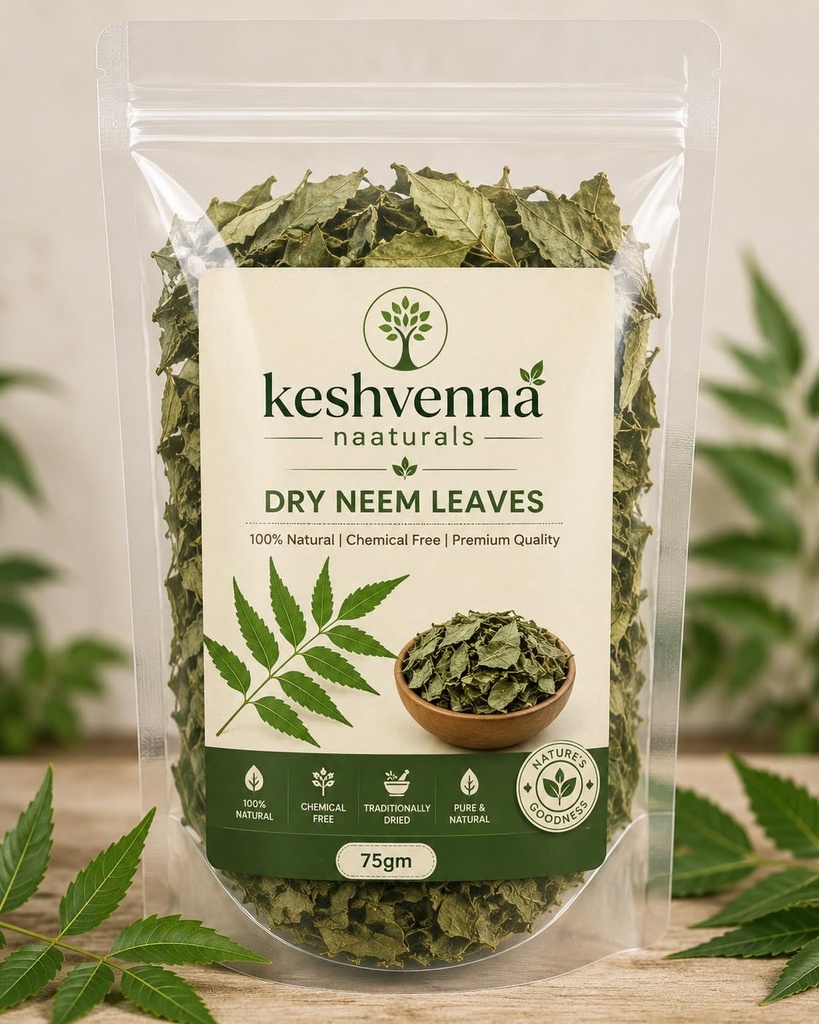 Dry Neem Leaves 75gm | 100% Natural & Chemical Free Neem Patta | Traditionally Dried Neem Leaves for Home, Pooja, Gardening & Natural Uses =75gm