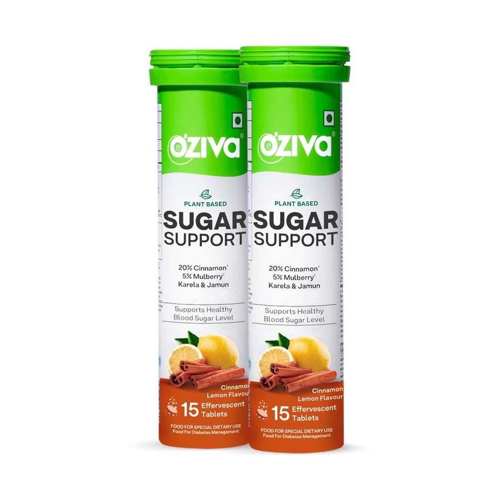 OZiva Sugar Support Effervescent, Blood Sugar Control, 30 Tabs