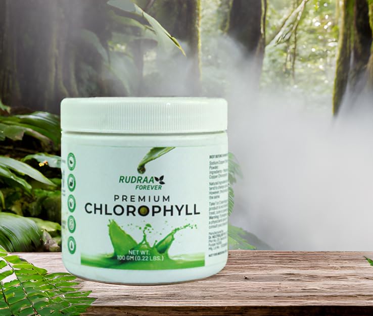 Rudraa Forever Chlorophyll Powder 100gm | Natural Green Detox Supplement Powder for Daily Wellness, Antioxidant Rich Plant Based Superfood Drink Mix for Energy, Digestion & Skin Support